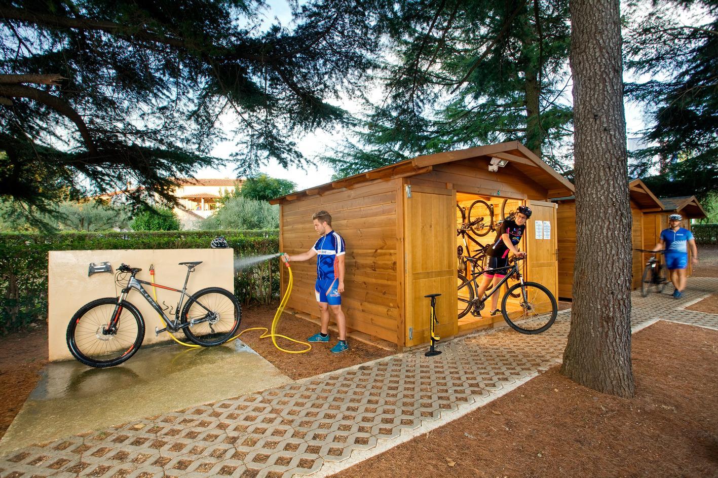 Bike wash point and storage