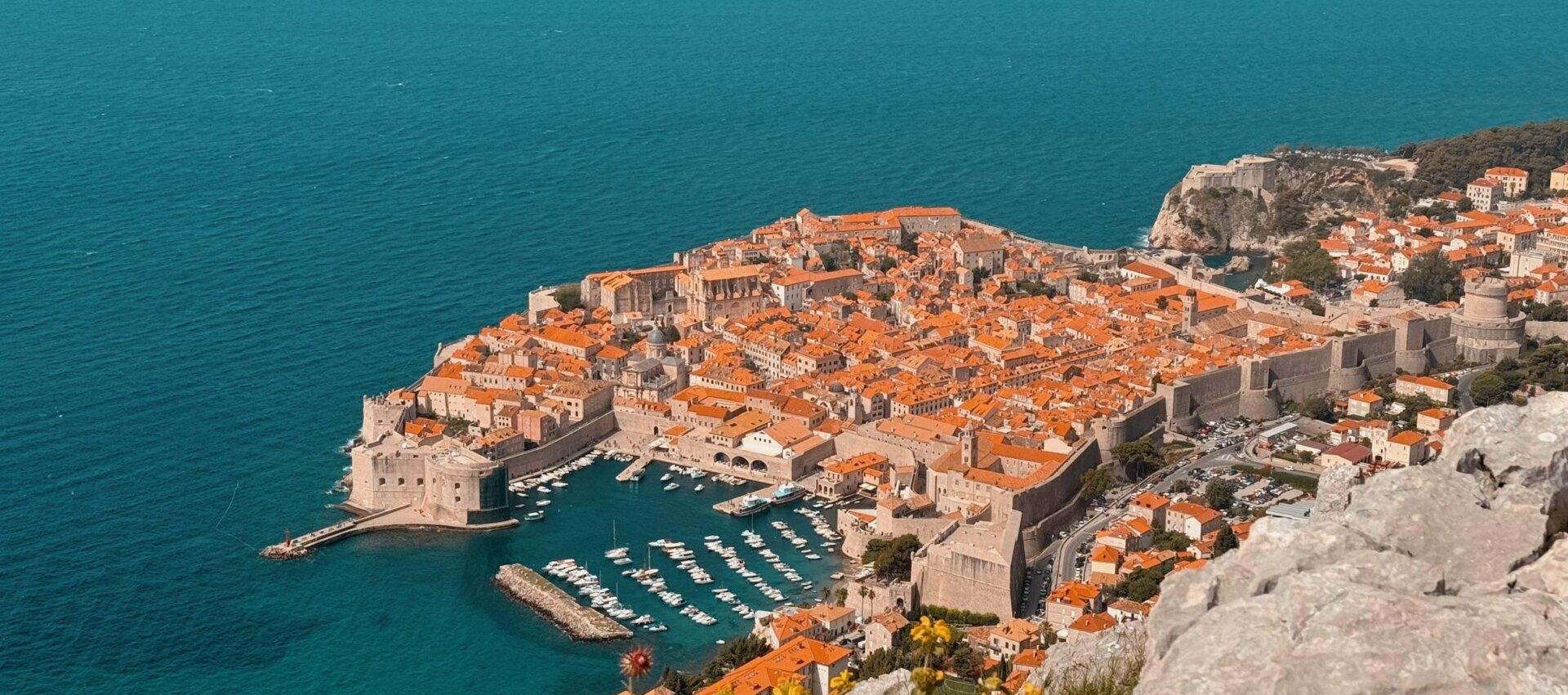 Aerial view of Dubrovnik from the mountain of Srđ