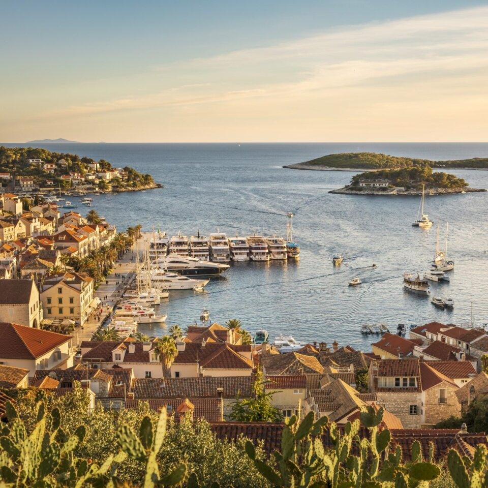 Aerial view of Hvar Town and the islands