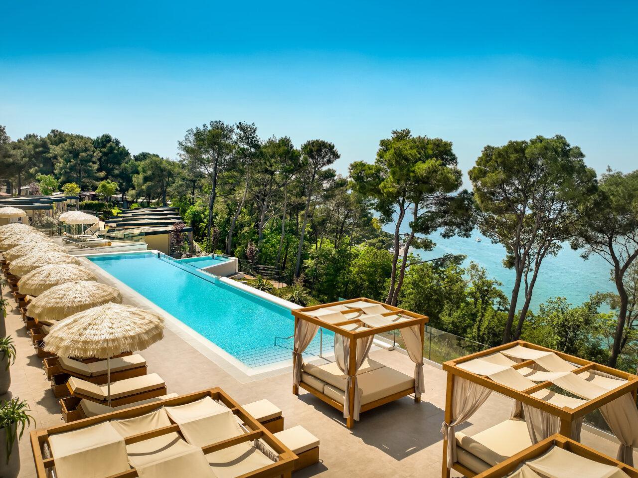 Aerial view of Valamar Camping Lanterna pool space