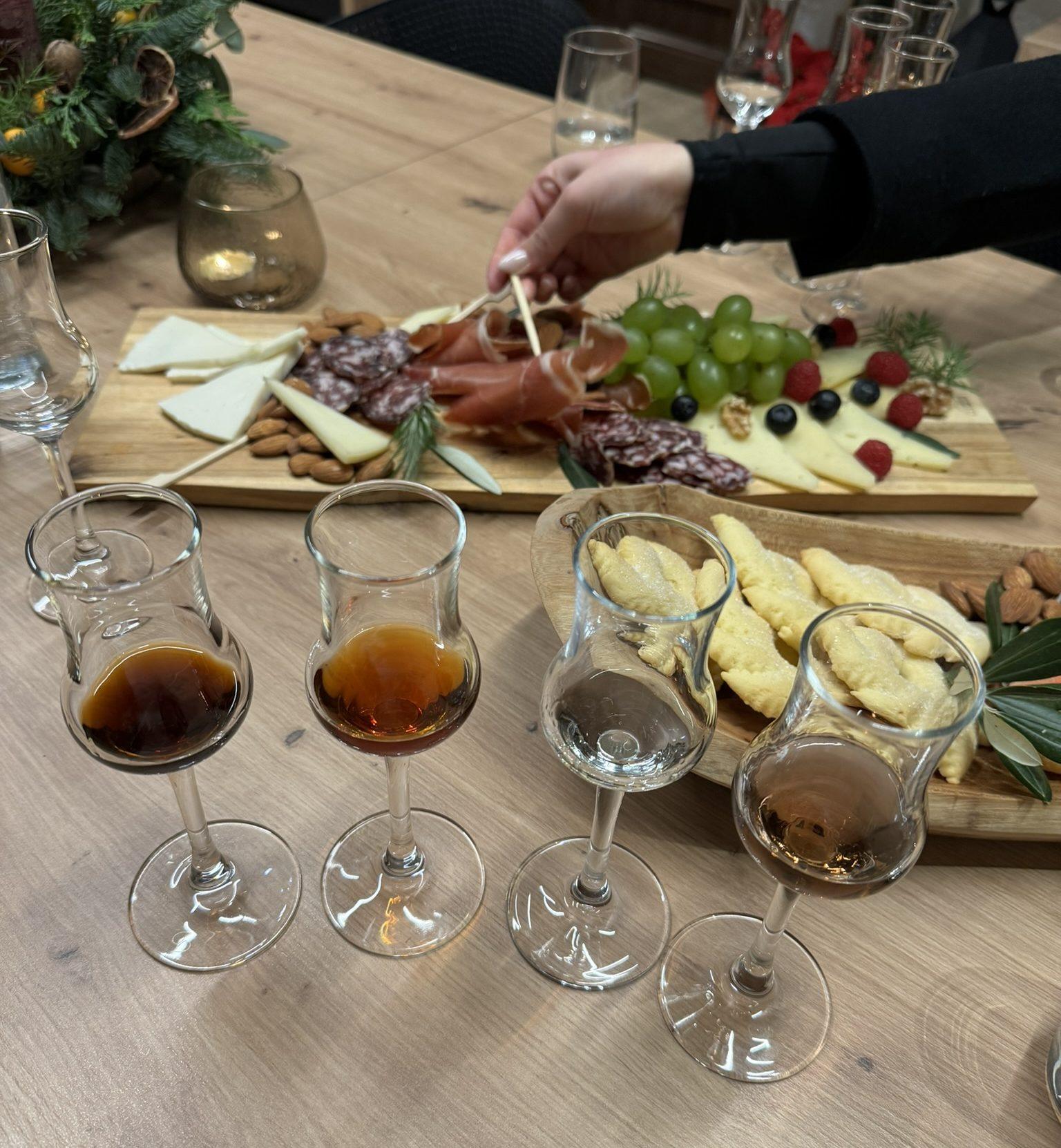 Local delicacies served at the table at Krulčič distillery