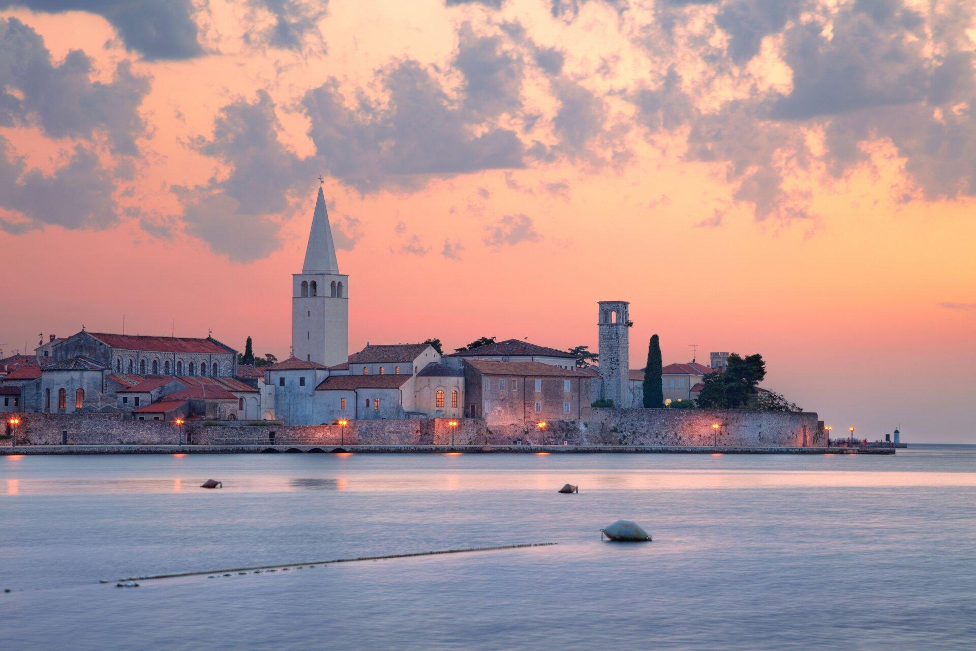 Poreč old town after sunset