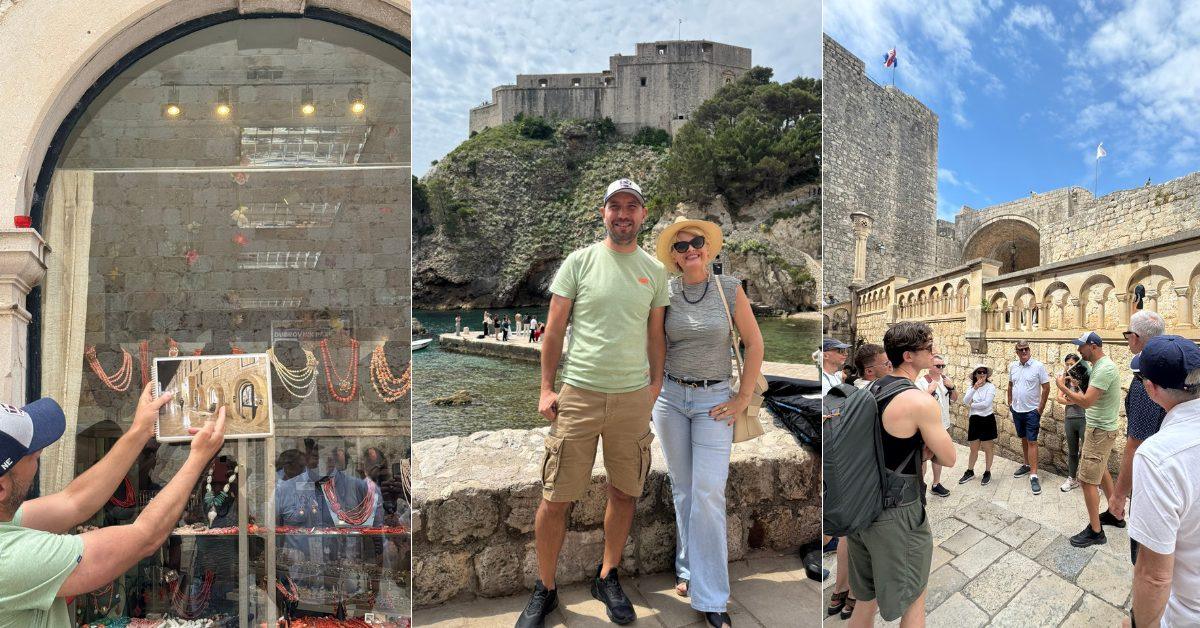 Tourists exploring iconic Game of Thrones filming locations around Dubrovnik&rsquo;s Old Town, including fortress walls and city gates.
