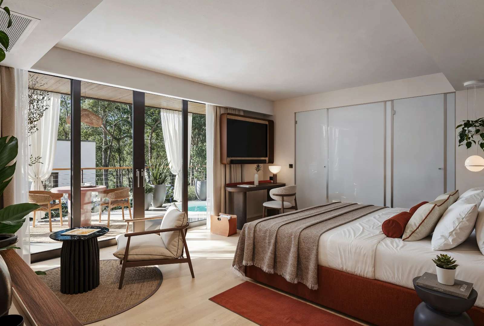 Innenansicht eines V Level Bungalows mit privatem Jacuzzi im Arba Resort, Valamar Collection, auf der Insel Rab.