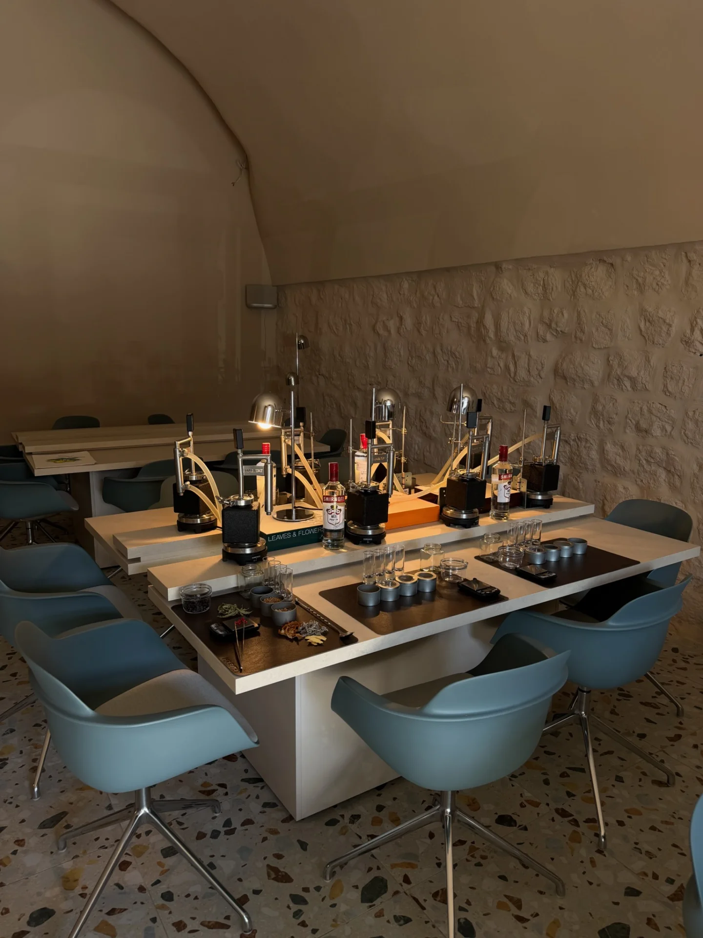 Gin-making workshop setup at Habitat Distillery in Dubrovnik.