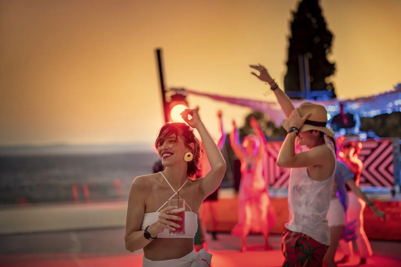 Girl dancing in sunset