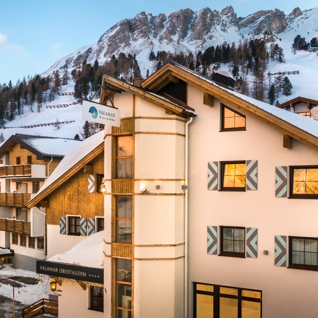 Valamar Obertauern Hotel surrounded by the snowy mountains of Obertauern