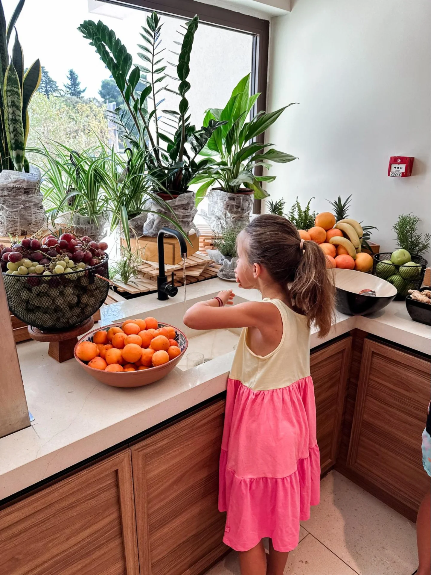 Girl choosing fresh fruit from the buffet at Arba Resort.