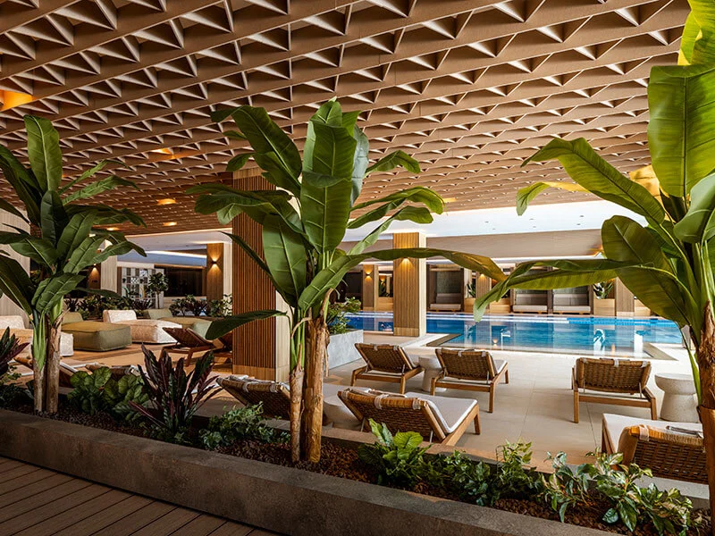 Relaxation area surrounded by greenery at ESPA at Pical.