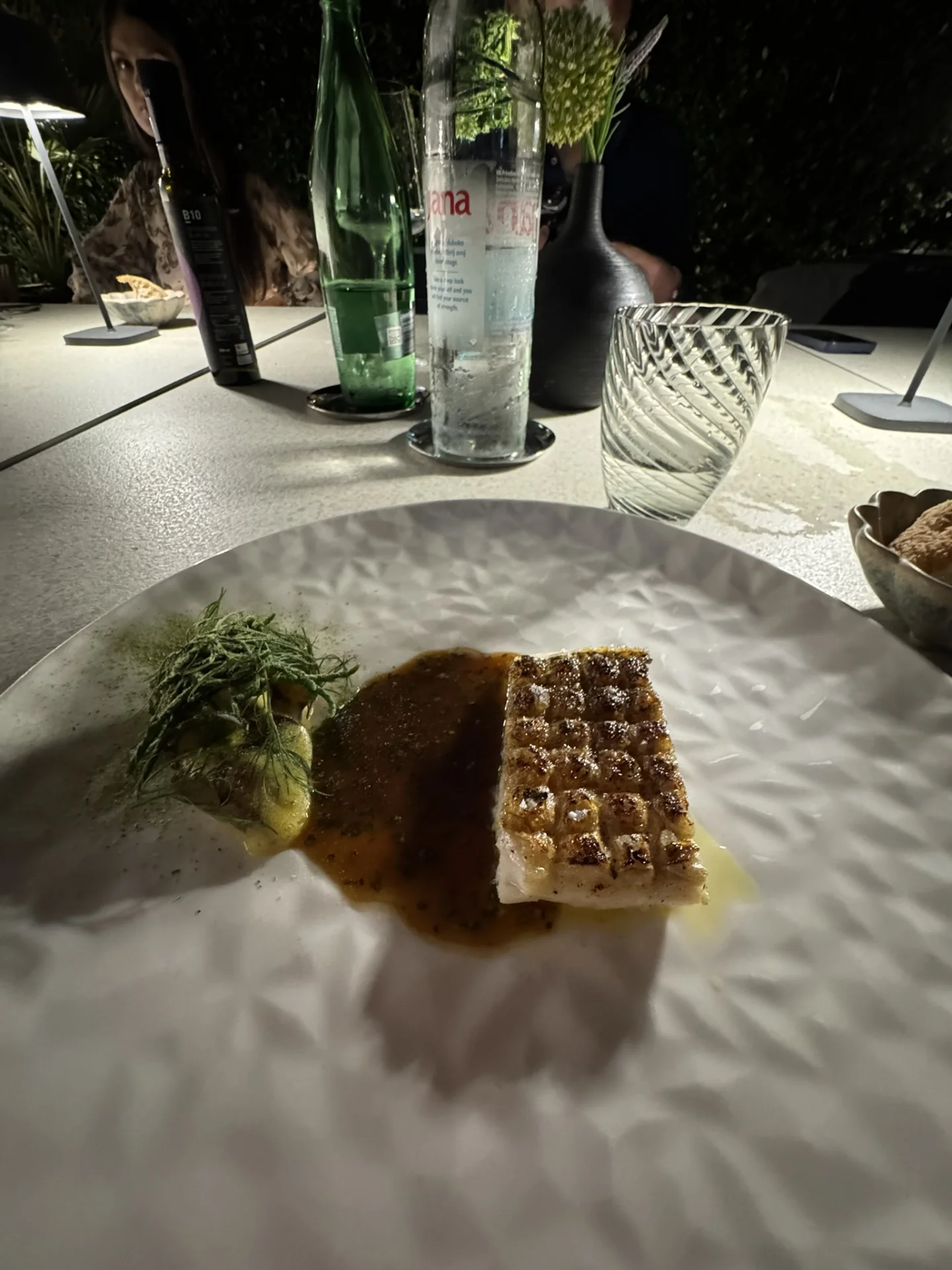 Contemporary seafood dish served at Spinnaker Restaurant.

