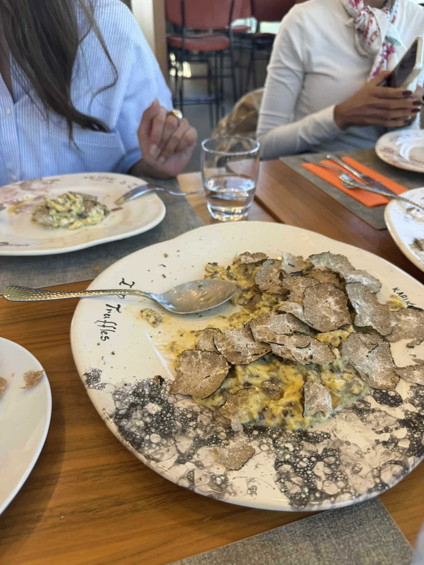 Freshly prepared truffle dishes served during a tasting at Karlić Tartufi.
