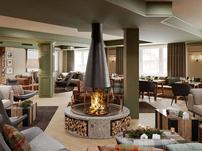 Renovated guest room and refreshed lobby at Valamar Obertauern Hotel for the 2026/27 winter season.